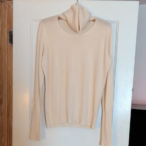Mayle Light Cream Cowl Turtleneck Sweater